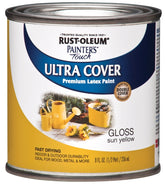 Painter's Touch Ultra Cover 1945730 Enamel Paint, Water Base, Gloss Sheen, Sun Yellow, 0.5 pt, Can